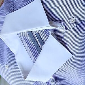 John Varvatos NWOT "Men's" Purple Pinstripe Contrast Collar Dress Shirt 16-34/35